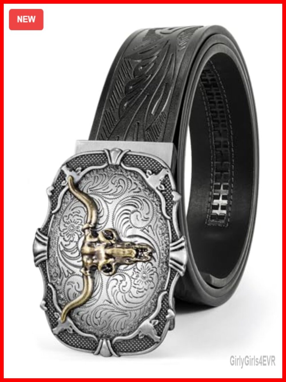 Mens Ratchet Western Leather Belt Cowboy Automatic Buckle